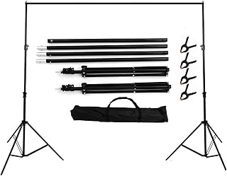 YORKING Backdrop Stand Kit 3 * 3m(9.8 * 9.8ft) Adjustable Photo Backdrop Stand Photo Video Studio Background Support System with Carrying Bag and 4 Clamps