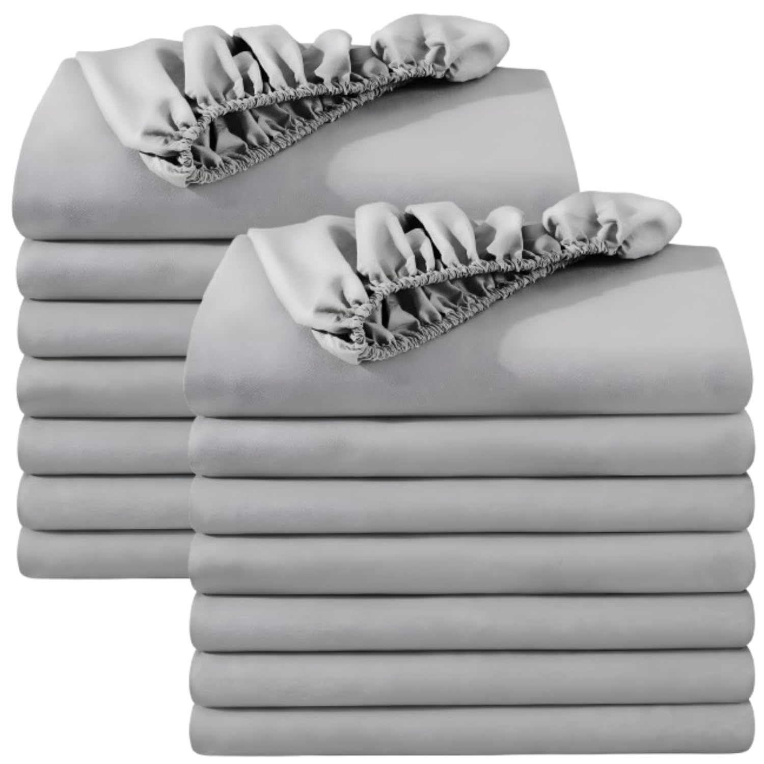 BedLooms Super King Fitted Sheet 16 Pack – Silver (180x200cm) up to 25cm Deep Bed Sheets