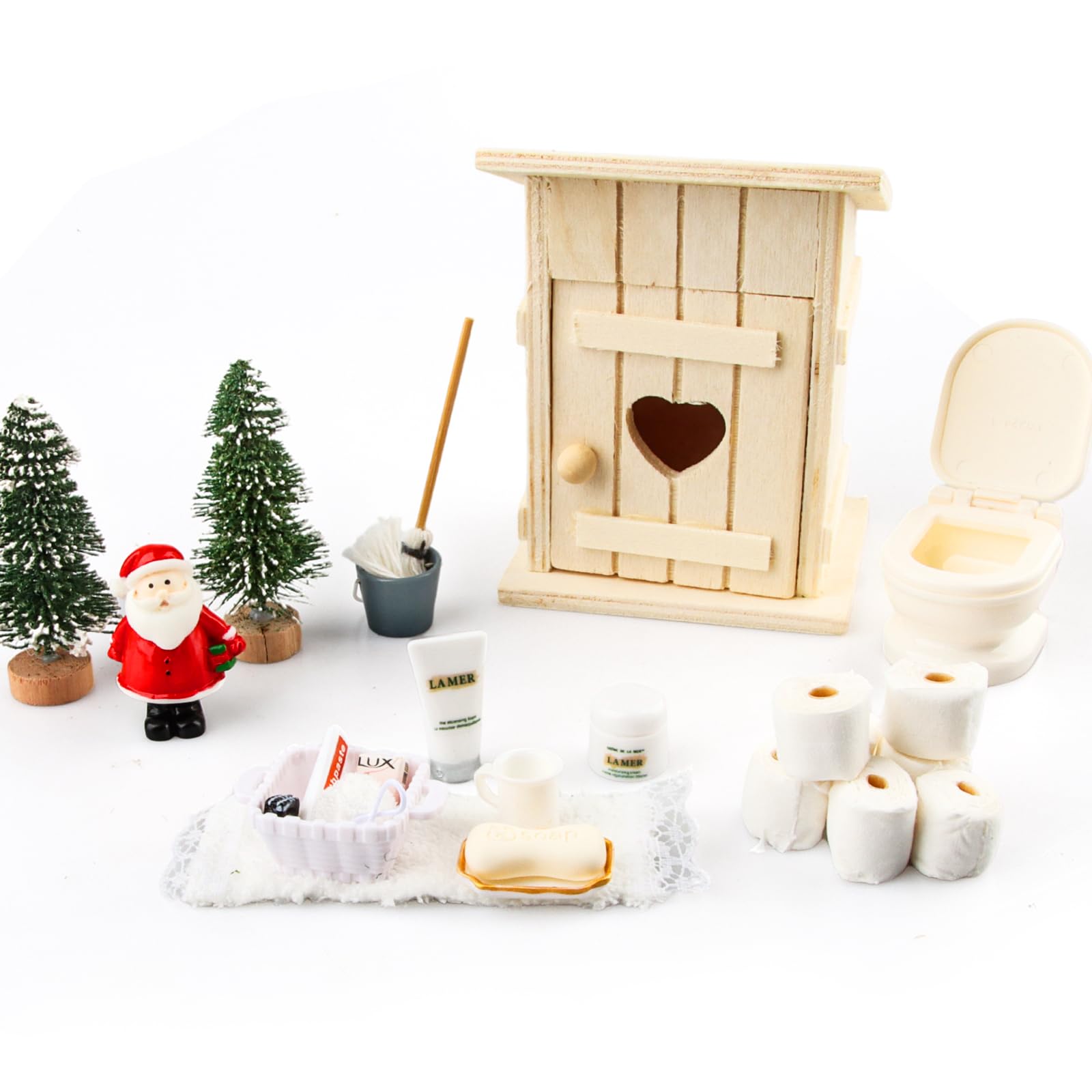 Accessori Casa Delle Bambole in Miniatura,Accessori per Gnomi,Natale Porta Elfo Natalizio,Set da Bagno con Gnomo,Accessoris da Bagno In Miniatura per Porta Gnomo,Set di Utensili da Bagnos