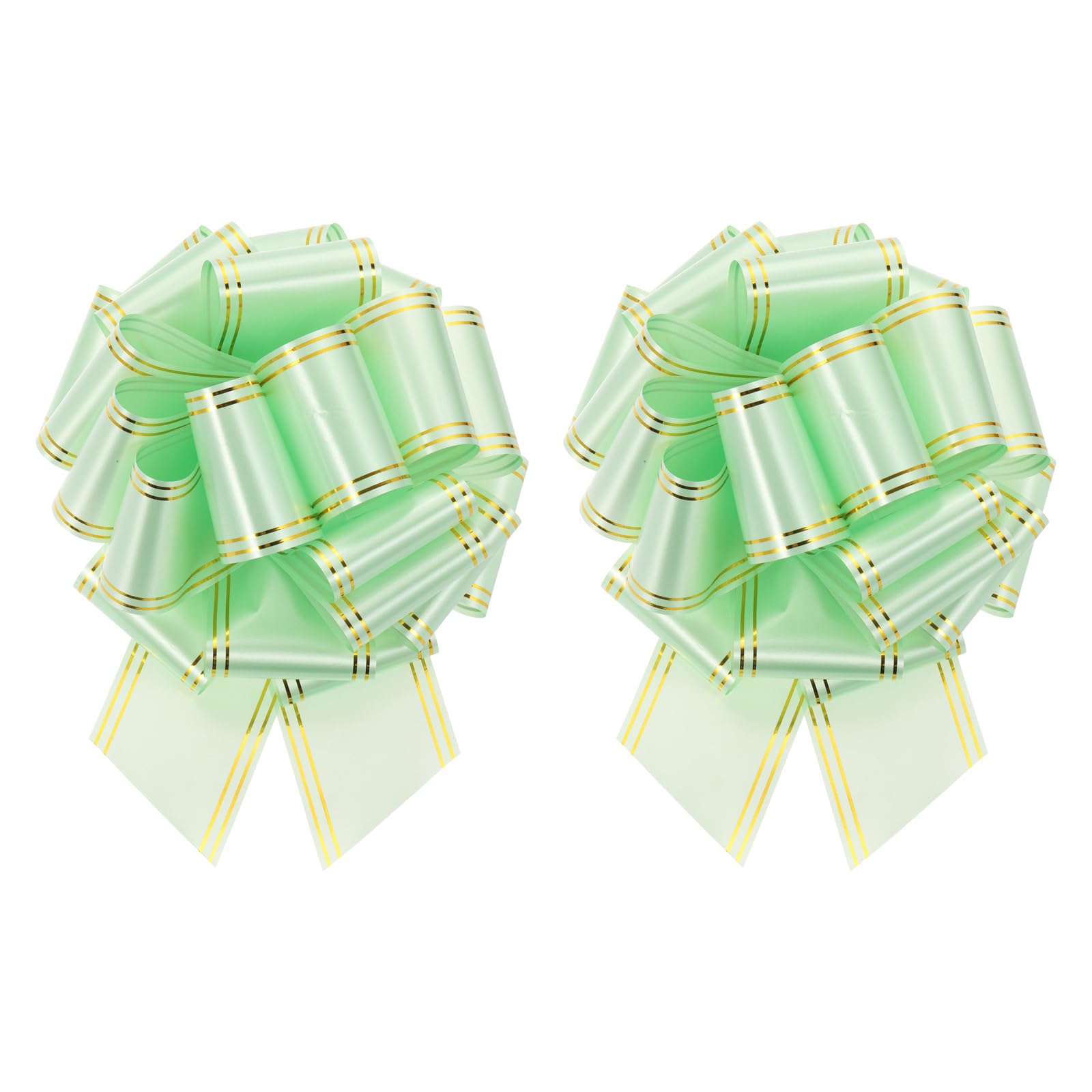 sourcing map 2 Pcs 14 Inch Giant Large Pull Bow Big Metallic Car Bows Ribbon with Gold Edge for Wedding Presents Gift Wrapping Christmas, Light Green