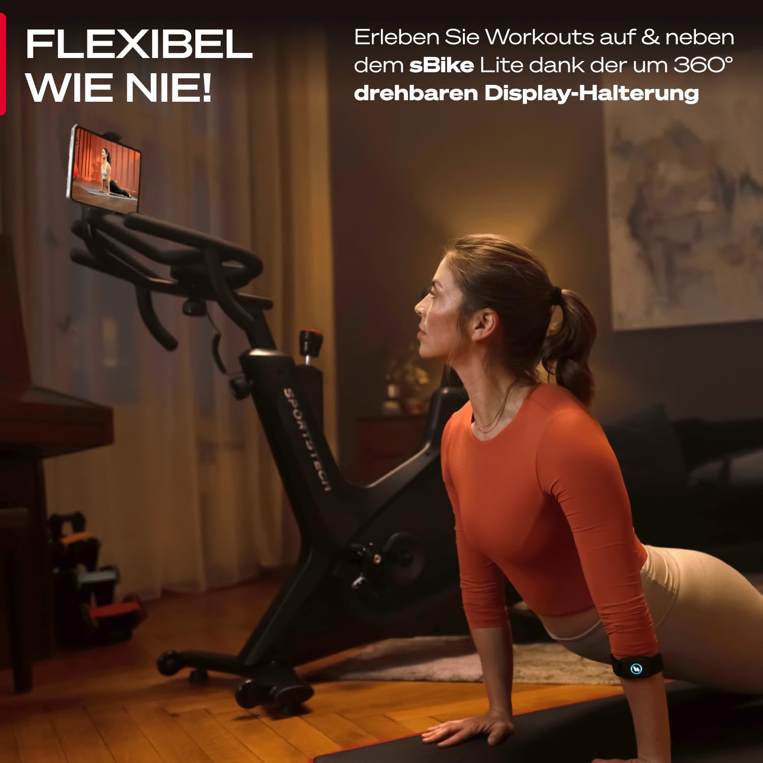 Sportstech sBike Lite Premium Heimtrainer Fahrrad Ergometer Speedbike, mit 16,5 kg Schwungrad, Magnetbremse & Wattanzeige, Indoor Cycling Bike, App-kompatibel Hometrainer, LED-Pulsanzeige, bis 150 kg