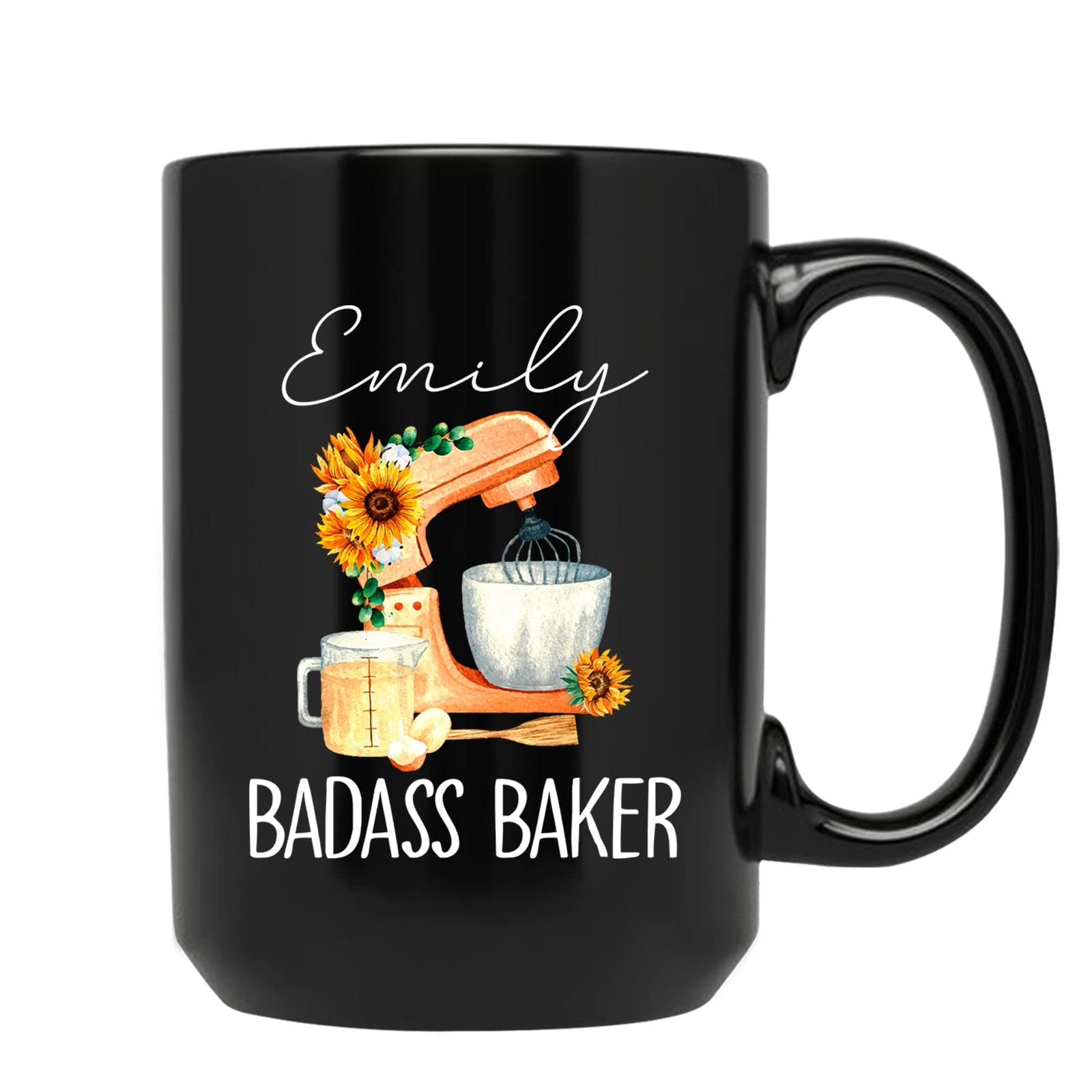 Custom Name Mug Gift for Baker, Patissier, Baking Mug, Gift for Baking Lover, Badass Baker Mug, Personalized Baker Coffee Mug, Baker Gifts, Baker Cup, Pastry Baker Mug, Black Mug 11oz, 15oz