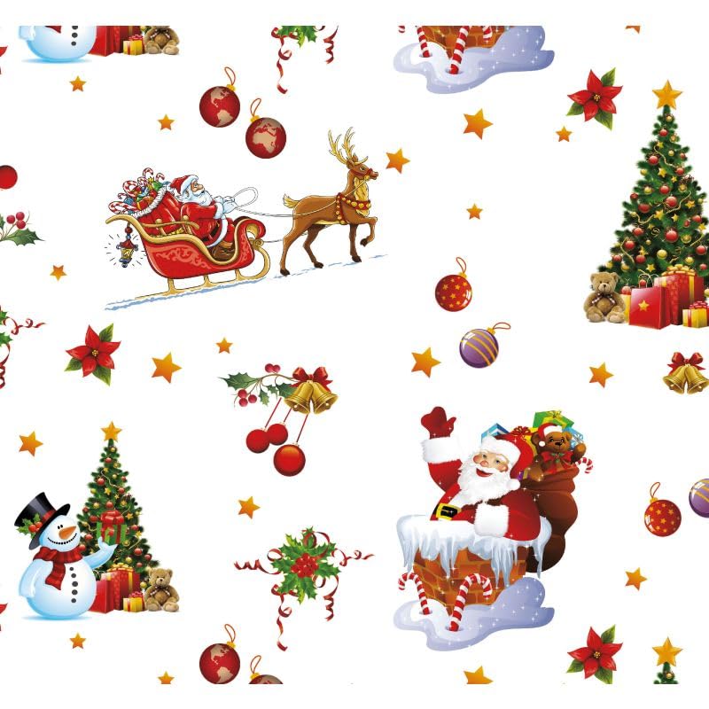 Jolee Christmas White Santa & Snowman PVC Vinyl Tablecloth – Festive Rectangle 140cm x 250cm, Durable & Easy-Clean Holiday Table Cover