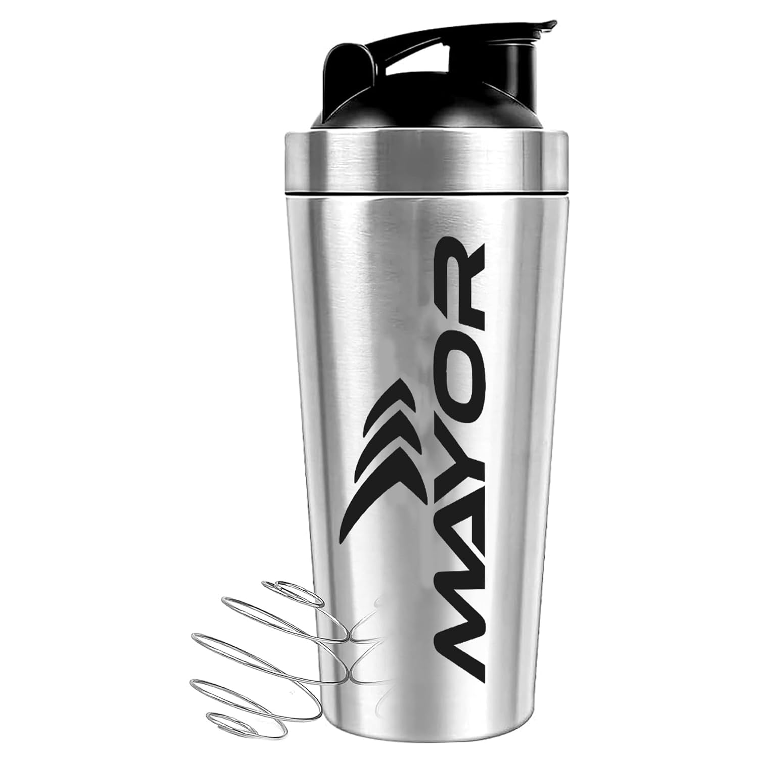 Mayor 750 ml Stainless Steel Protein Shaker Bottle – 100% Leak Proof Metal Gym Shaker with Mixing Whisk for Protein, Pre W...