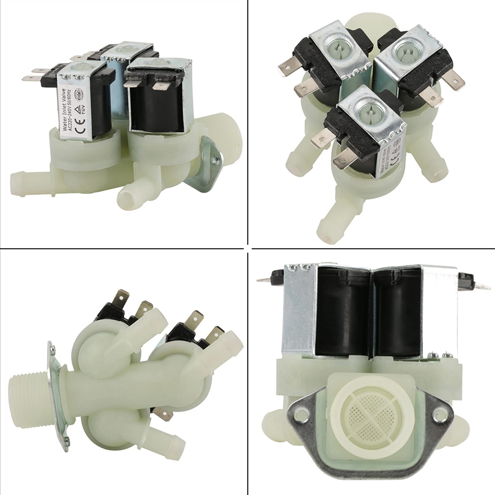 Electrovanne Electrique Entrée d'Eau 3 voies N/C Normale Fermée Électrovanne de Machine à Laver Electrique Plastique CA 220V G3 / 4