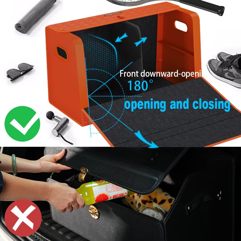 GMQ Car Trunk Organizer for SUV,Car Organizers and Storage with Collapsible Storage, Large Capacity for SUV, Truck, MPV (Carbon Black, M-15.8 * 13 * 12.5IN)