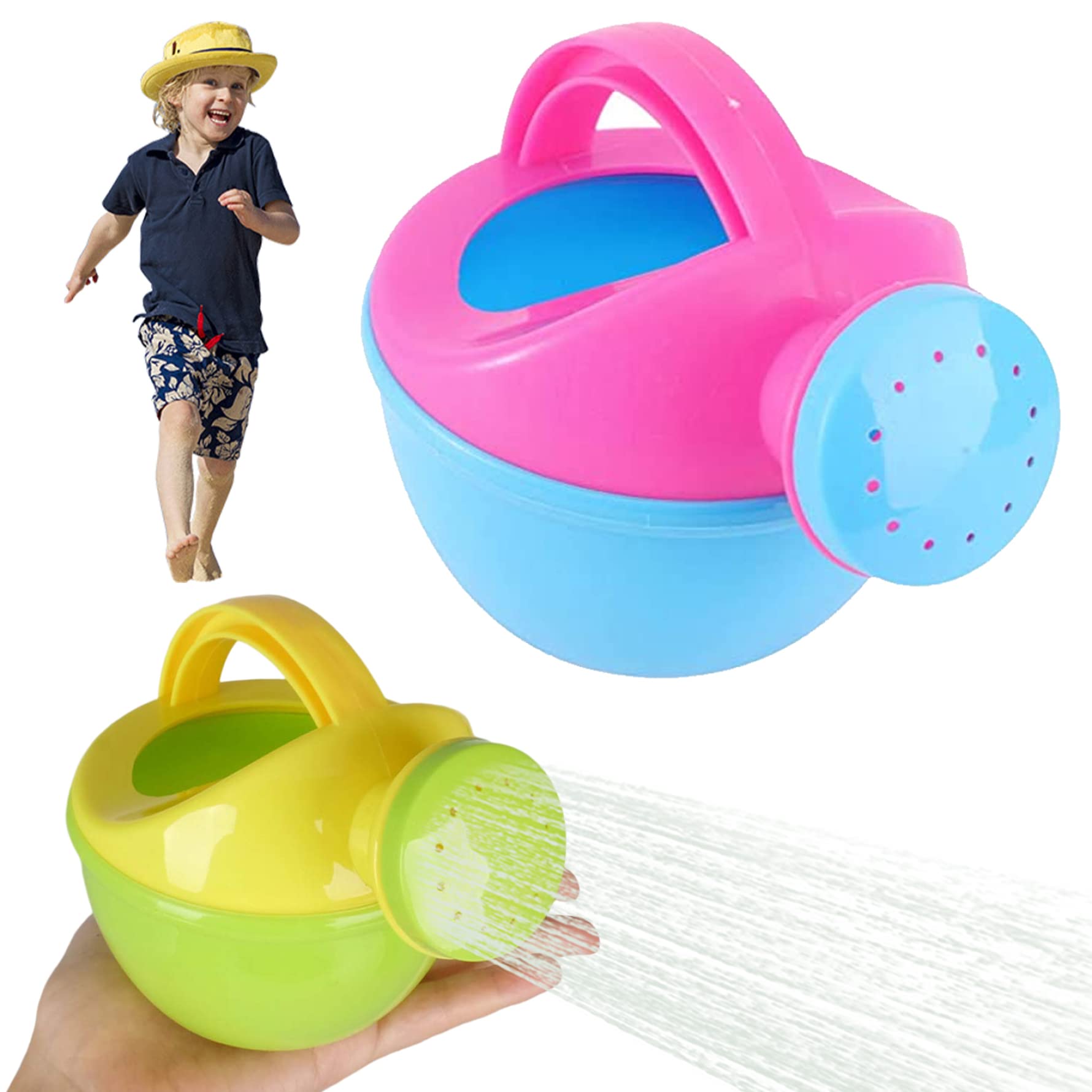 Regadera de Playa para niños pequeños, regaderas para niños, 2 Piezas de Juguete de plástico, Juguetes de baño Divertidos, jardinería educativa para (Color Aleatorio) para Uso Diario