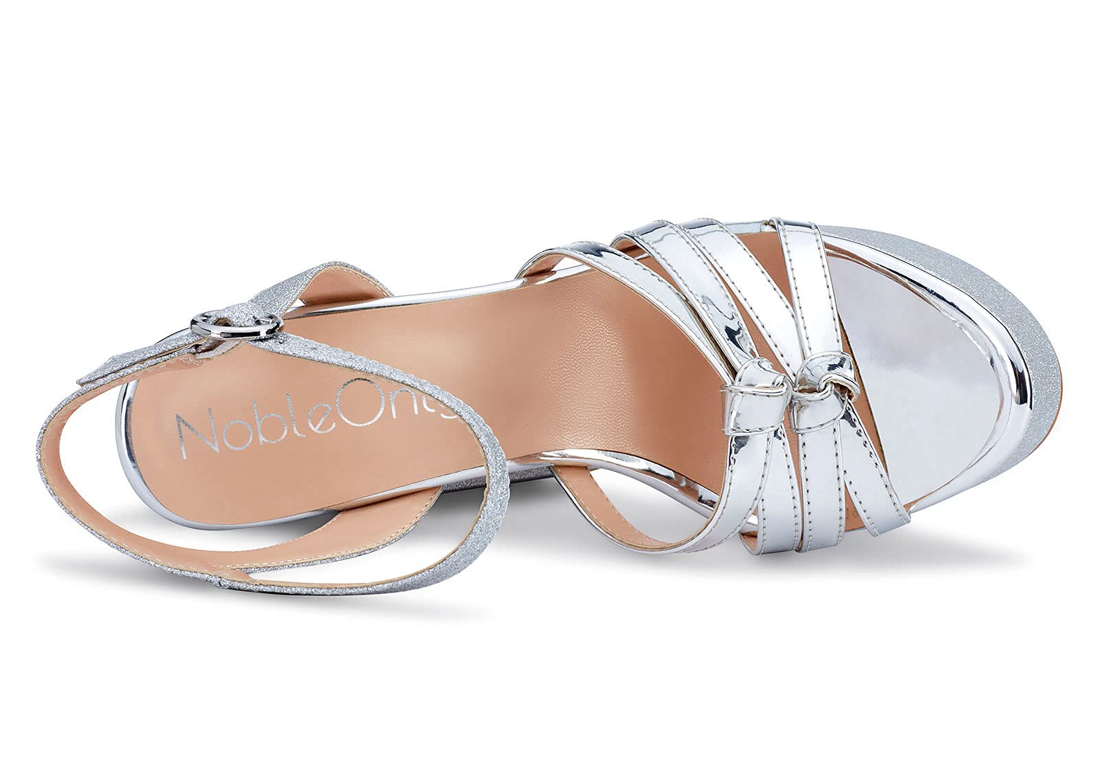 NobleOnly Damen Sandalen Plattform Ankle-Strap Peep-Toes 15CM Blockabsatz High Heels