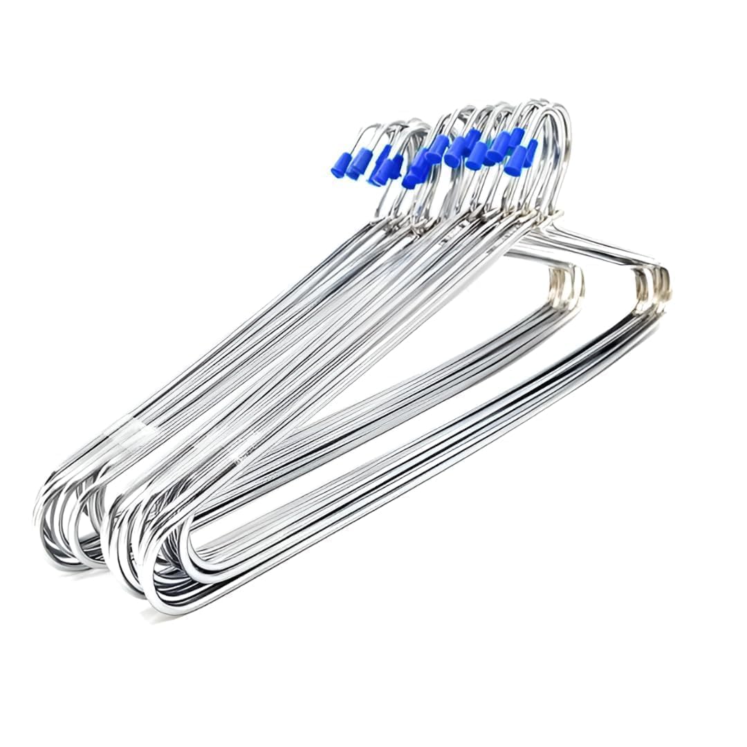 Pack of 12 Heavy Duty Metal Shirt Coat Hangers Stainless Steel Clothes Hanger with Polished Chrome, Silver Metal Wire Hanger Wardrobe Storage Organizer Rack, Hangers for Saree, Shirts,Trouser, Pants-image-12