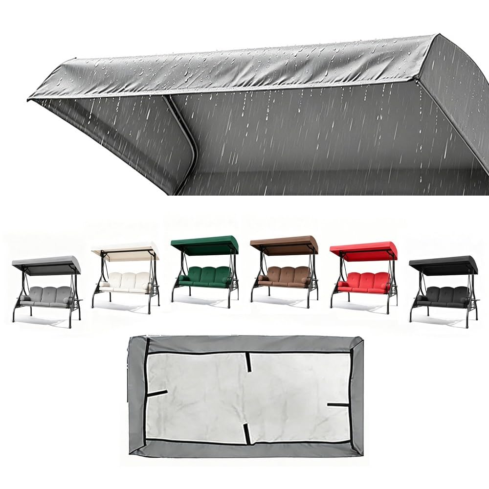 Replacement Canopy Top Cover for Patio Porch Swing Canopy Top Cover, Waterproof Oxford Cloth Sun Shade Awning for Garden Hammock Seat(Gray,191x120x23cm)