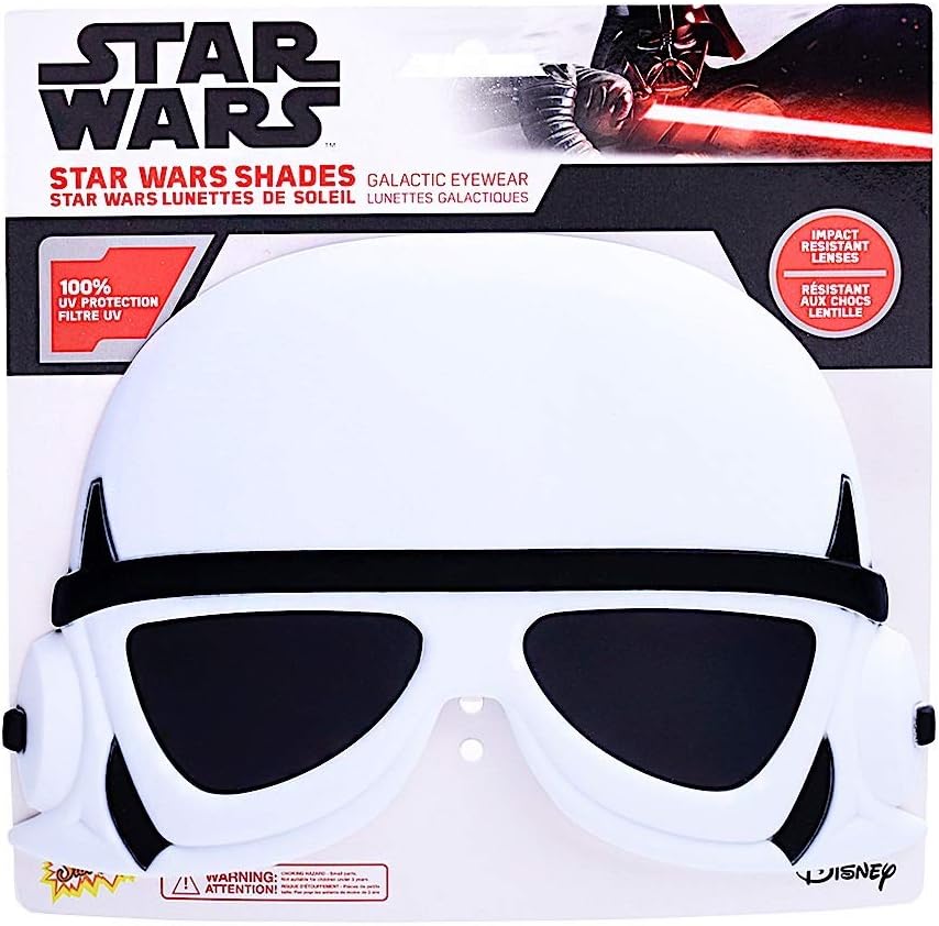 Sun-StachesStar Wars Official Stormtrooper Sunglasses Costume Accesory, UV400 Lenses, White Mask, One Size Fits Most