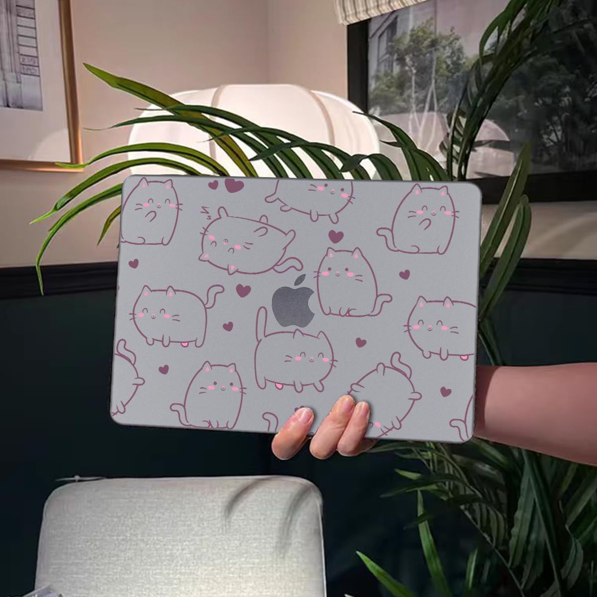 Compatible with MacBook Air 13.6 inch Case 2025 2024 2023 2022 Release M4 A3240 M3 A3113 M2 A2681, Ultra-Thin Anti-Fingerprint Gary Printed Pattern Plastic Hard Shell Cover, Cute Baby Cats