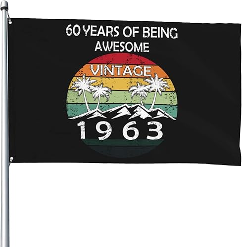 Bandera de jardín de feliz cumpleaños 60 de 4 x 6 pies, decoración al aire libre, cartel para fiesta, desfile brisa, hogar, banderas a prueba de
