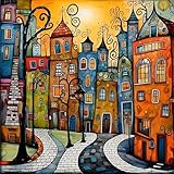 HEIBAGO Malen nach Zahlen für Erwachsene, Haus Ölmalerei Malen nach Zahlen Kits für Anfänger, DIY Malen nach Zahlen Leinwand Landschaft Kunstbilder für Wanddekor,30X40cm