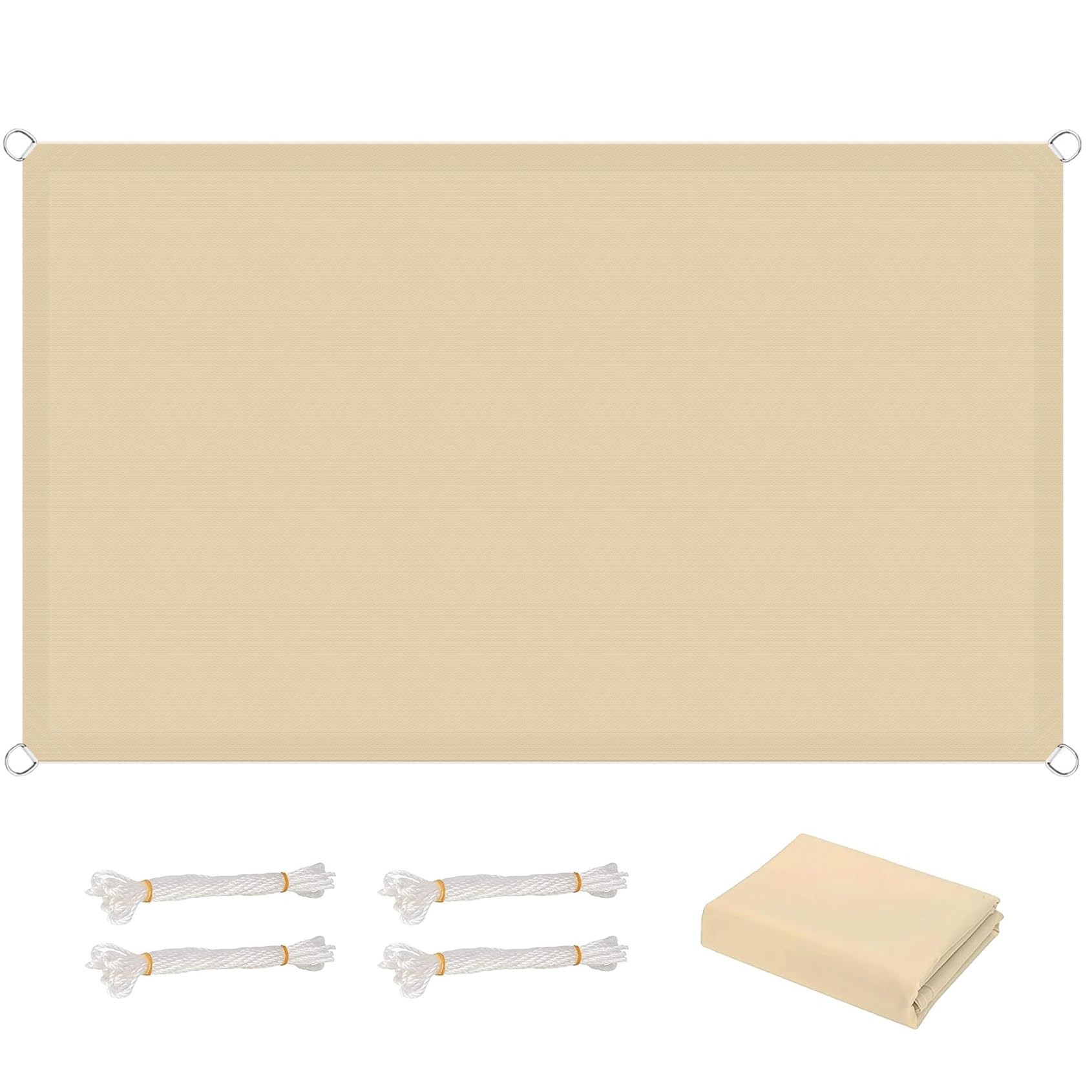Voile d'ombrage rectangulaire 1.5x4 m beige imperméable PES pour jardin