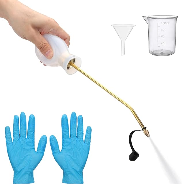 Ungfu Mall Bulb Duster Applicator Pest Control Bulb Duster Sprayer Wasp Nest Killer with Long Copper Tube