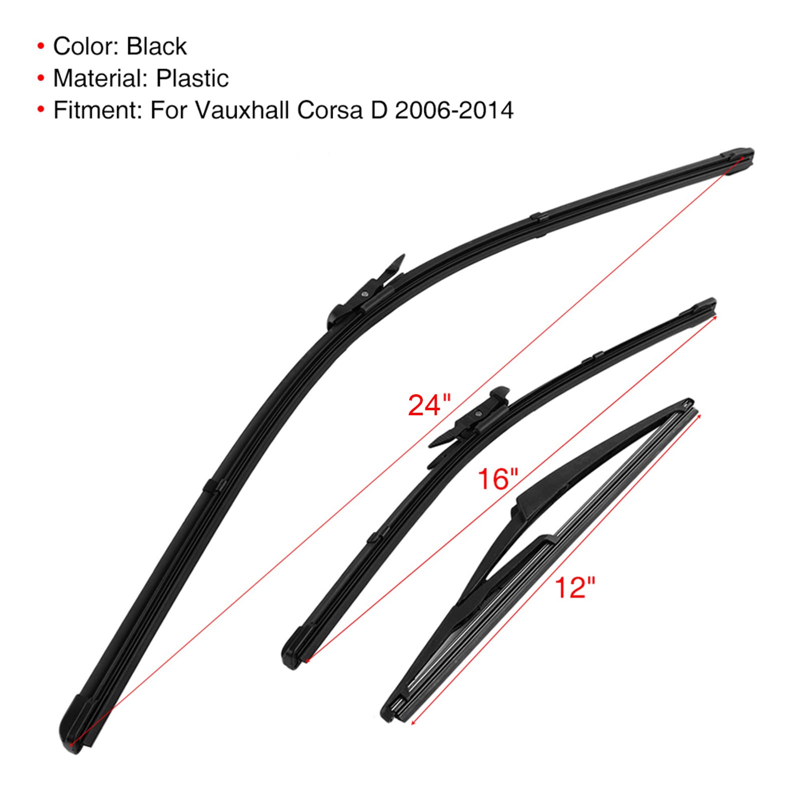 Tbest Set di Spazzole Tergicristallo Anteriori e Posteriori per D 2006-2014 - Montaggio OEM, Pulizia Silenziosa e Senza Aloni