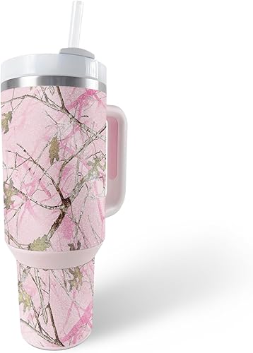 MightySkins - Vaso con purpurina brillante compatible con Stanley The Quencher H2.0 FlowState de 40 onzas, color rosa oculto, acabado protector y