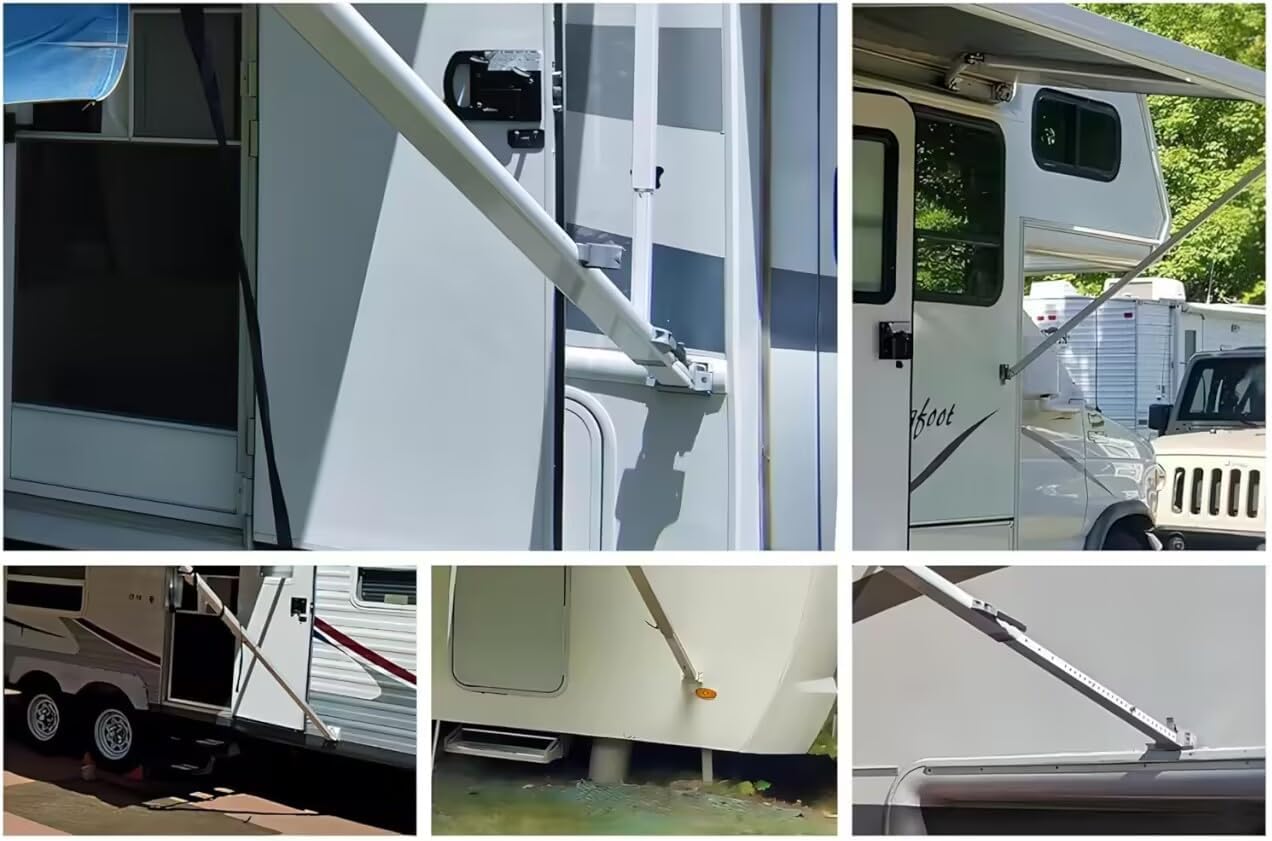 Compatible with RV A&E Awning Replacement Foot - Die-Cast Metal - Painted Grey - w/Rivets（Grey 2 pc） | Solid die-cast metal structure with grey coating, complete with rivets for quick awning installation.
