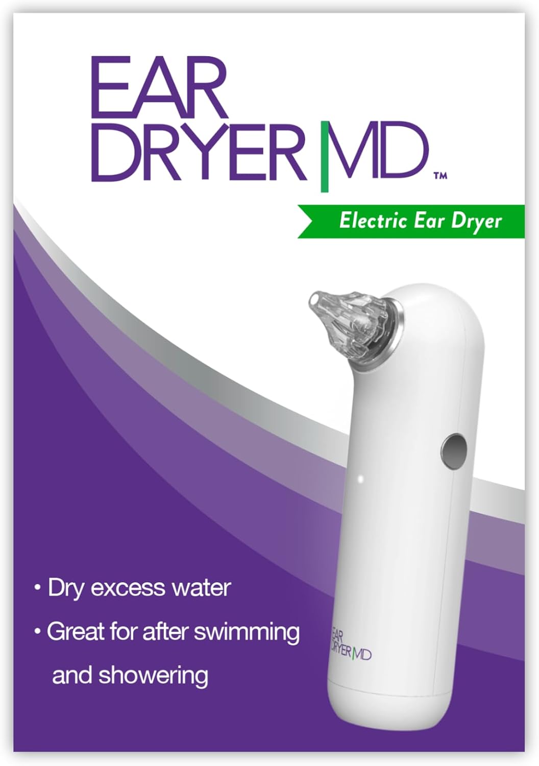 eosera Ear Dryer MD - Rechargeable Electric Ear Dryer with Compact Design and Various Size Tips | Perfect for Post-Shower or Swim Use