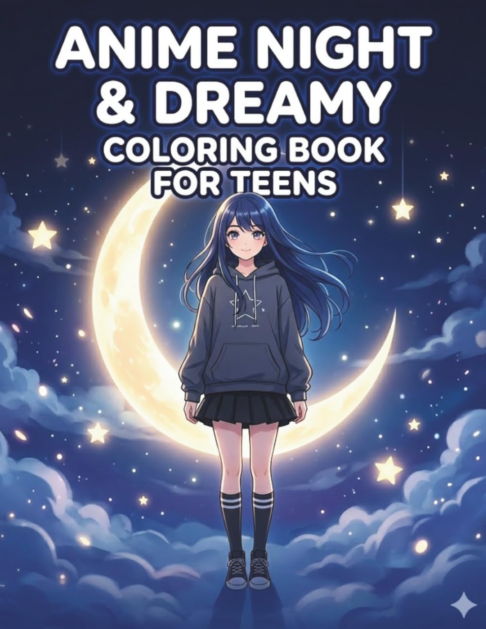 Anime Night & Dreamy Coloring Book for Teens: Relaxing Moon, Stars & Calm Night Scenes for Stress Relief, Creativity & Mindfulness