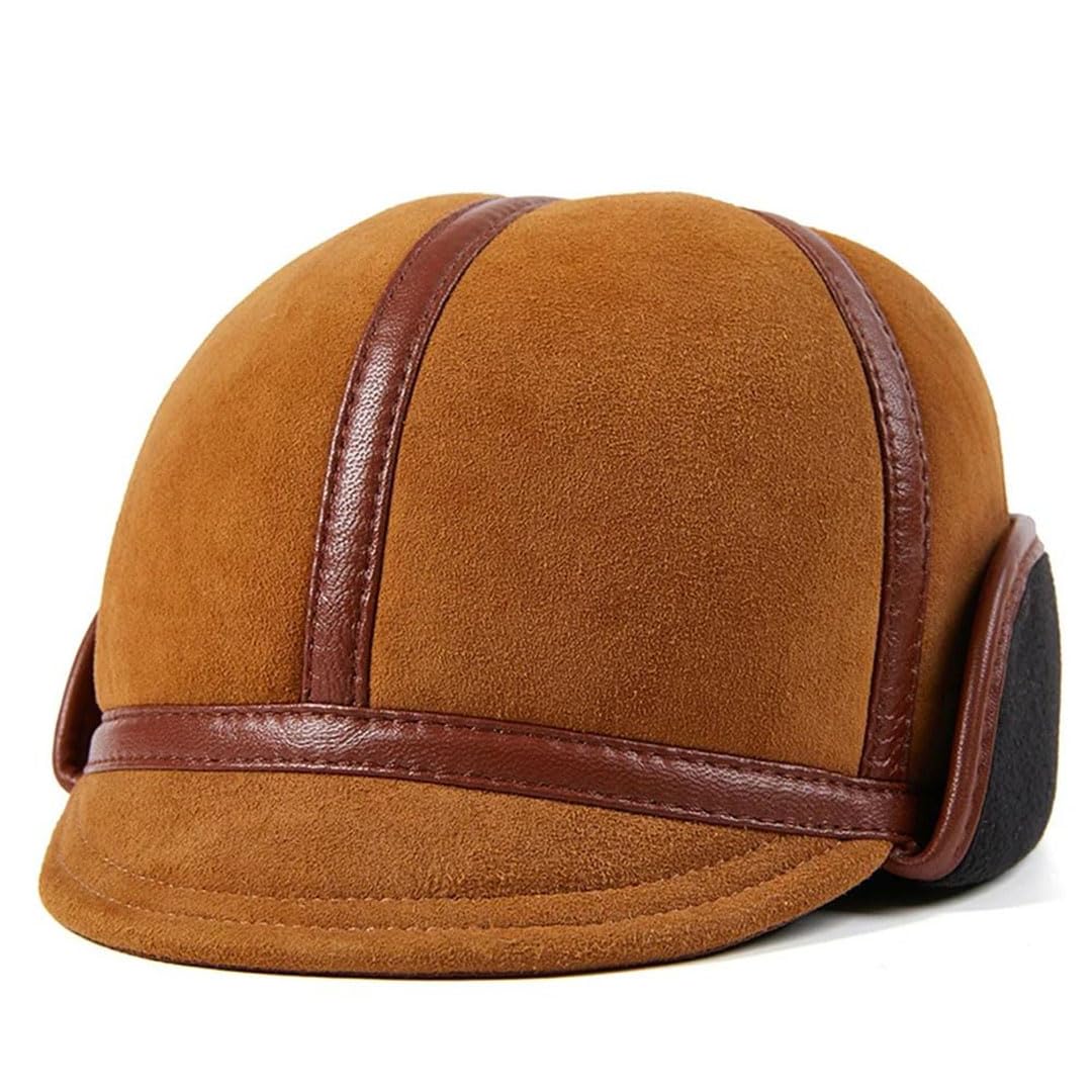 Gorra rusa de ala pequeña para hombre, 100% piel auténtica, cálida, para invierno, estilo newsboy