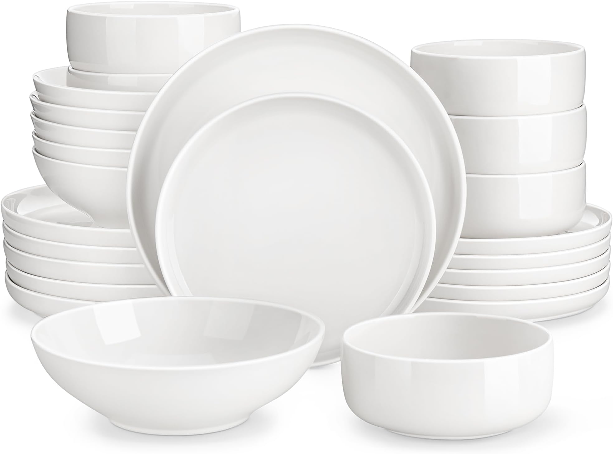 MALACASA 24-Piece Plates and Bowls Sets, Porcelain Dinner Sets for 6 People