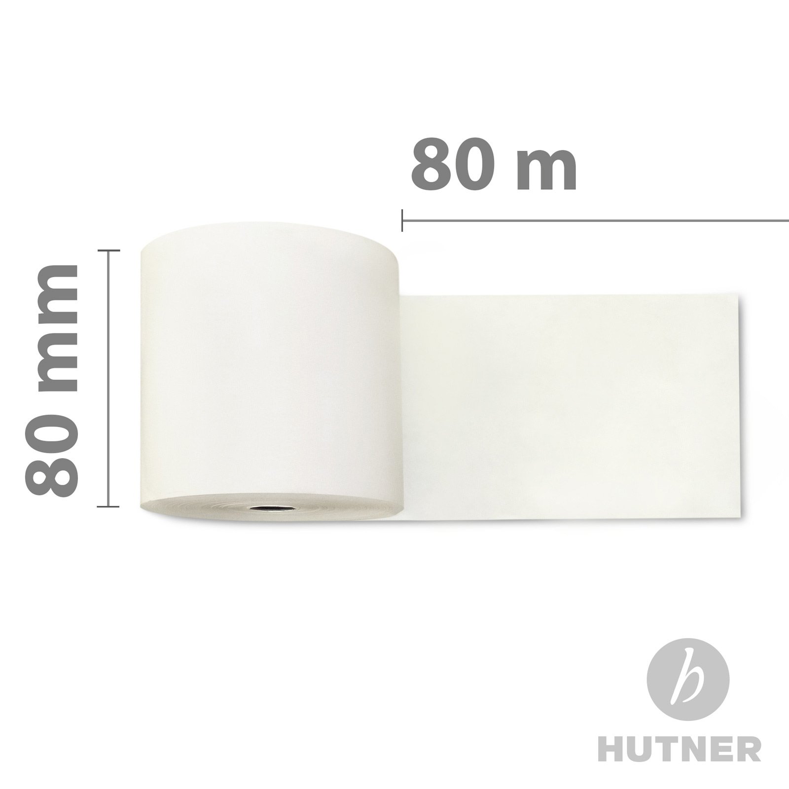 30 Stk. Thermorollen | 80x80x12 mm Ø76mm | Länge: 80 m | BPA frei | Kassenrollen für alle Kassensysteme Bonrollen Drucker | Thermopapier made in Germany | HUTNER