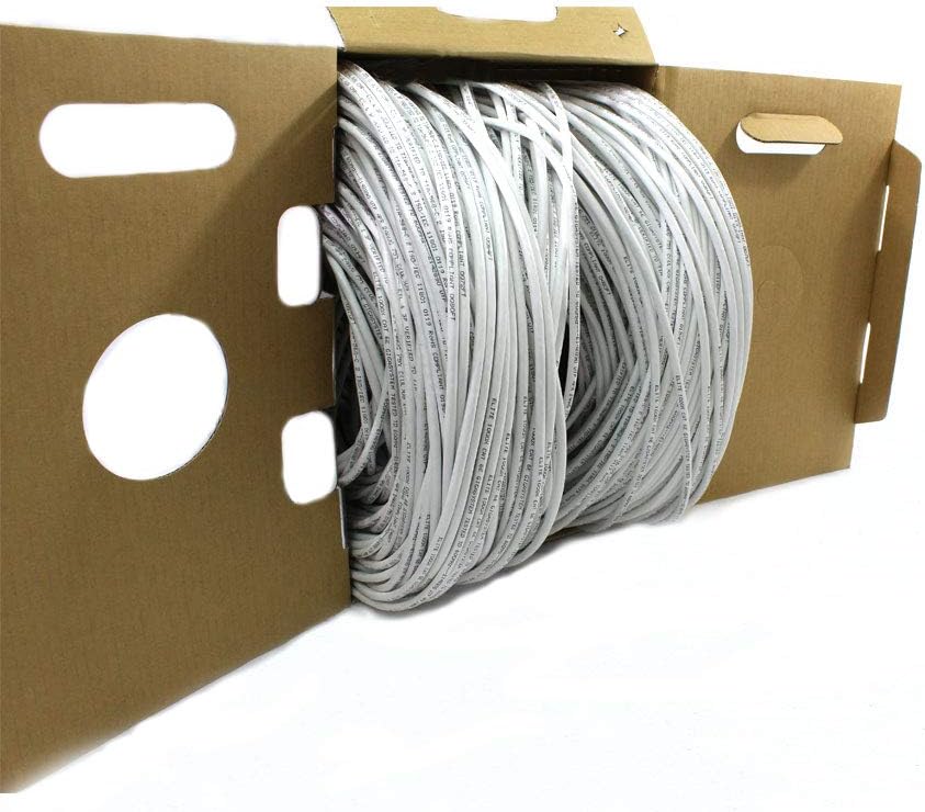 Cat6e Plenum (CMP), 1000ft, UTP 23AWG, Solid Bare Copper, 600MHz, ETL Certified, Bulk Ethernet Cable in White by Digilink Global