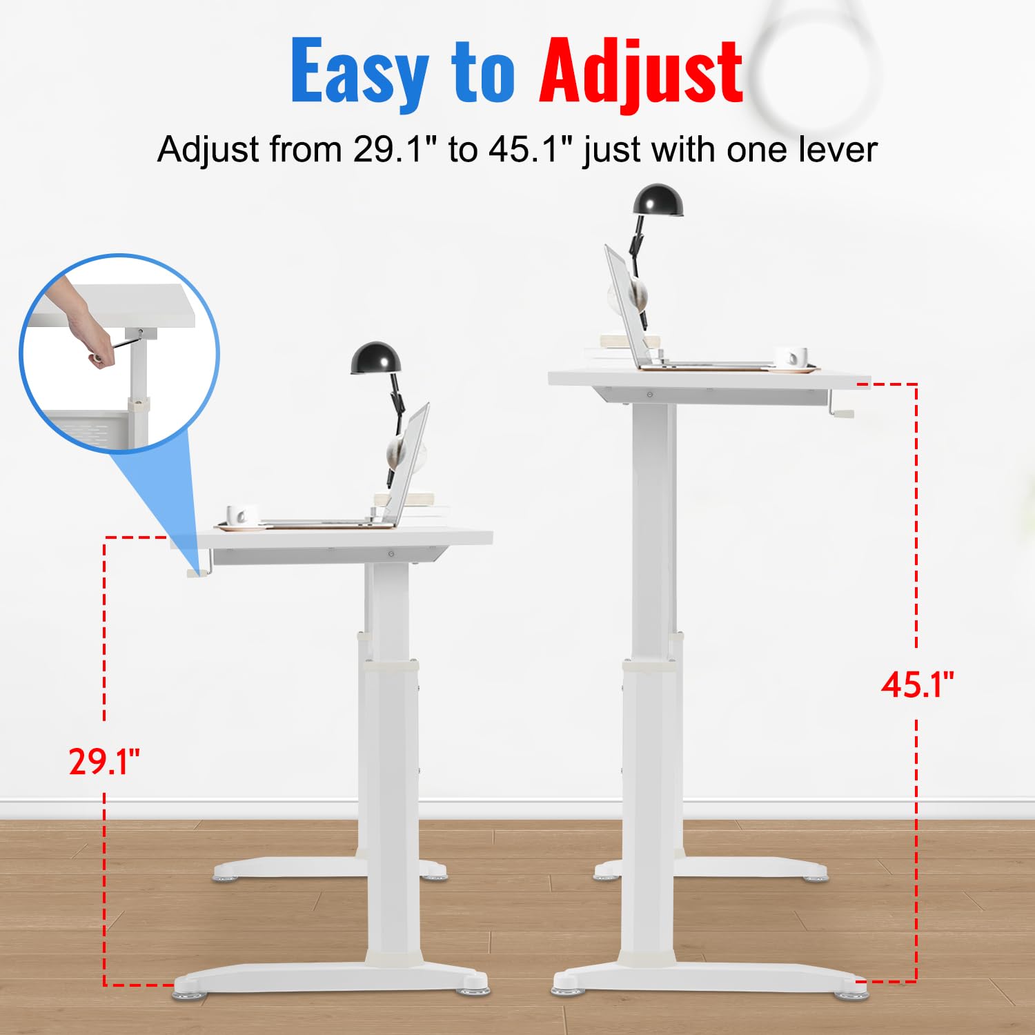 PayLessHere 47 inches Standing Desk Height Adjustable Standing Workstation with Dual Laptop Computer Desk Sit Stand up Desk — view 3