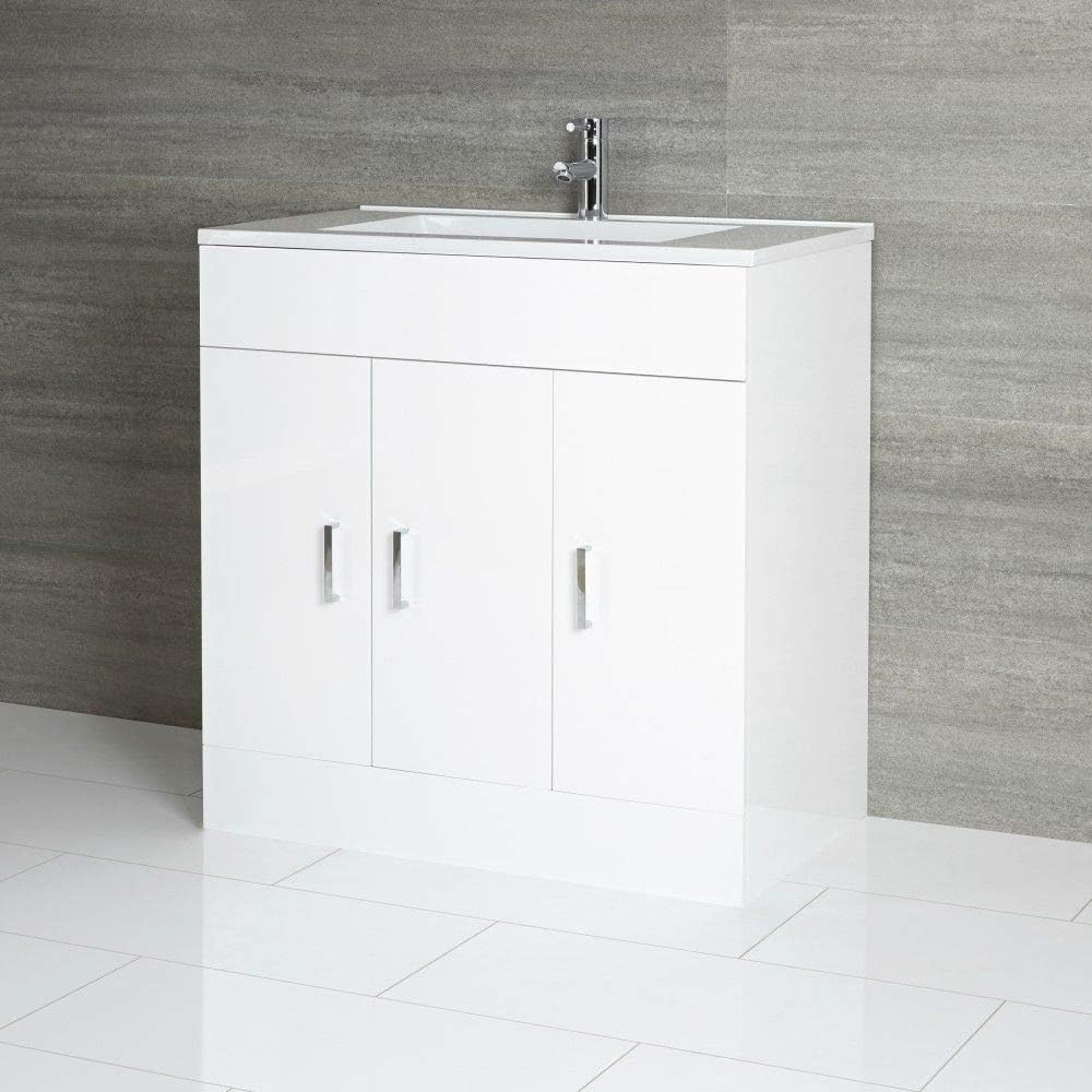 Milano Lurus White 800mm Bathroom Vanity Unit Basin