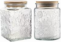 Vista 11 de ANSQU Recipiente de café con tapa, recipientes de vidrio de almacenamiento de alimentos de 34 onzas, recipiente hermético para encimera de cocina