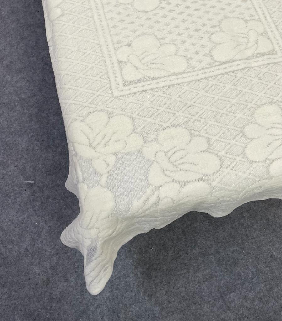 BALLEY Luxurious Attractive Floral Design Poly Cotton 4 Seater Center Table Cover for Living Room (40x60 inch) (Cream)