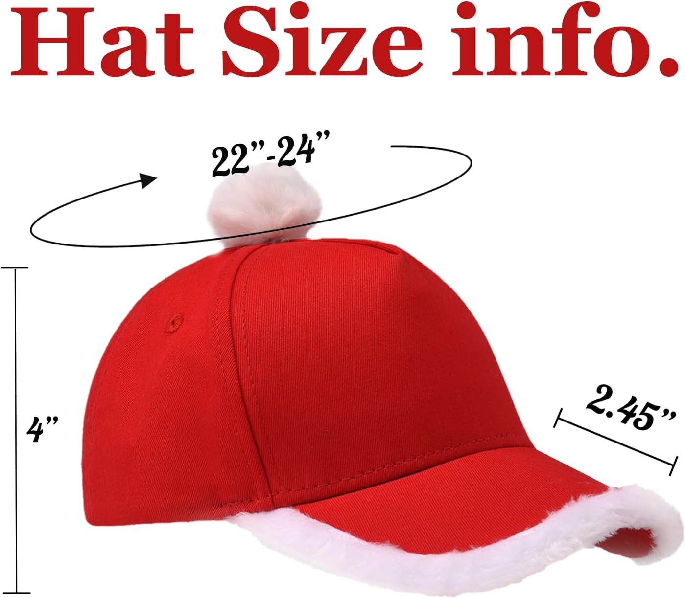 Christmas Santa Baseball Hat Santa Claus Costume hat with Fuzzy Fur Pom - Image 2