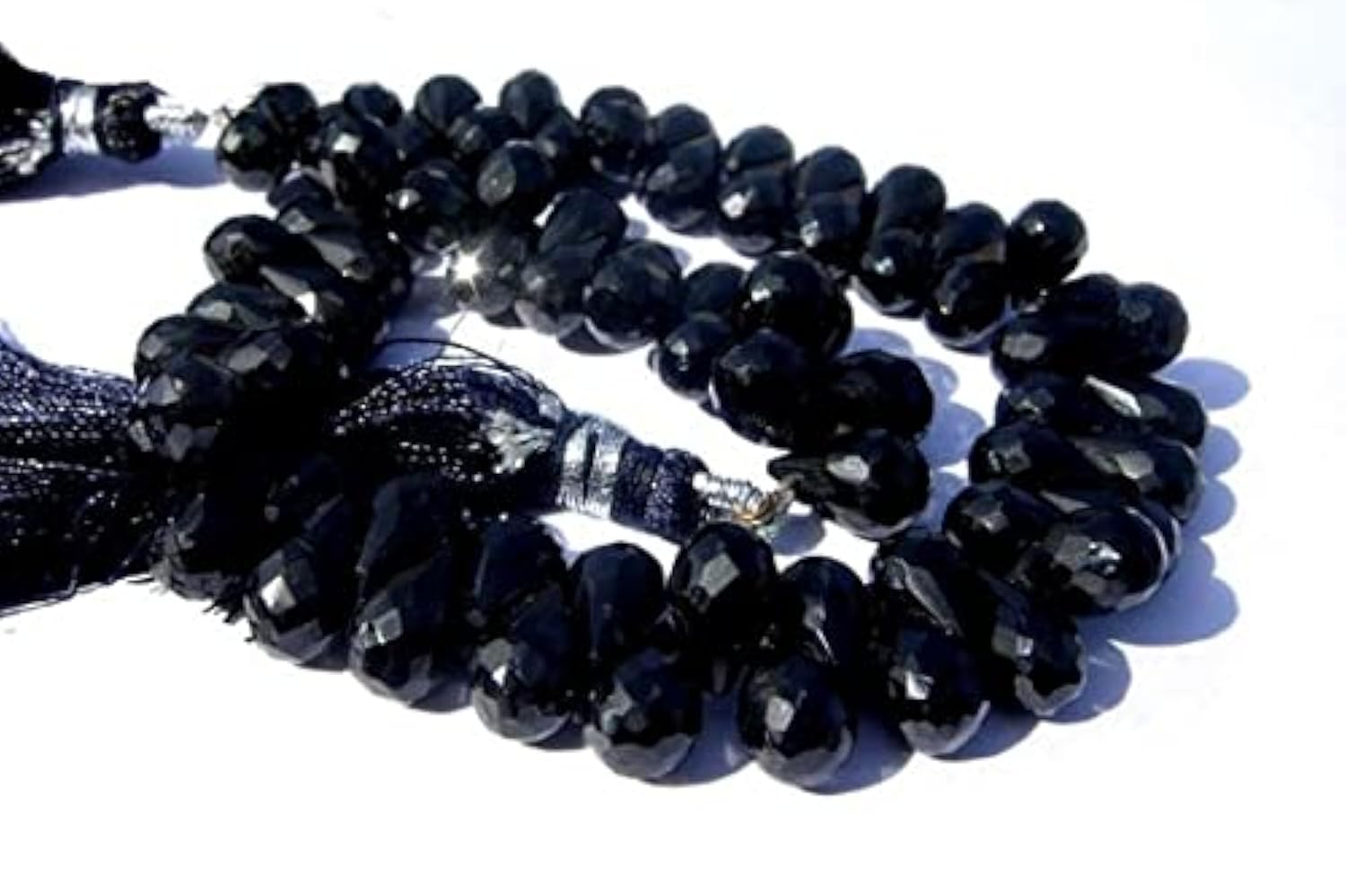 Spinelle noire AAA perles facettées goutte pour création de bijoux raffinés