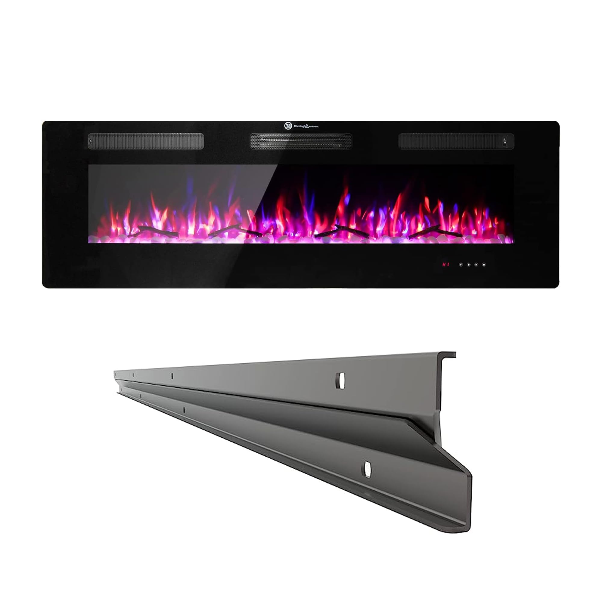 Amazon.com: Electric Fireplace, Cool to The Touch Fireplace Heater,  Recessed and Wall Mounted Fireplaces with Timer Remote Control Adjustable  Flame Color, Black (50 Inch with Bracket, Black) : Home u0026 Kitchen