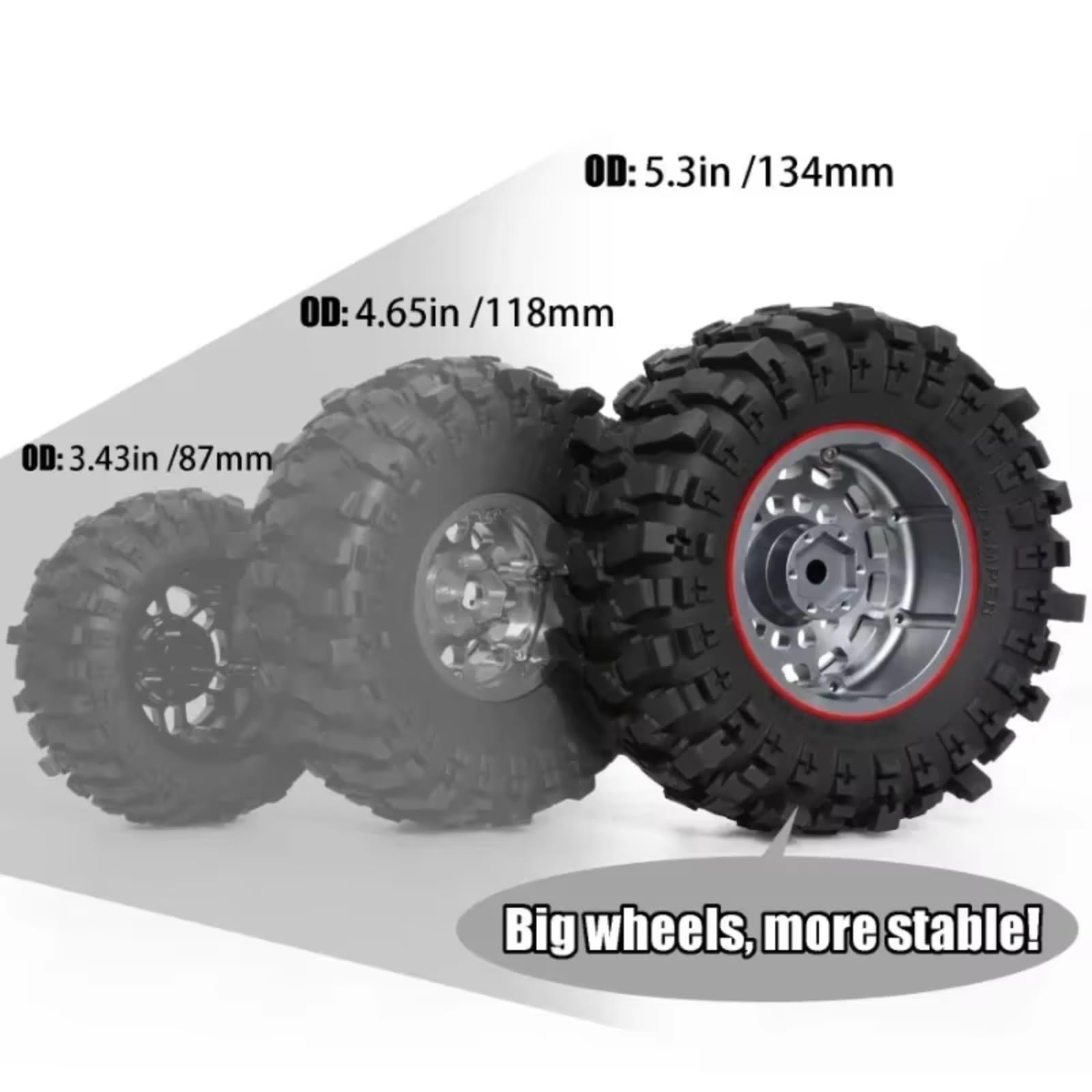 Cerchi E Pneumatici Beadlock 2,6Pollici Con Inserti A Doppio Livello Per Axial RR10 90048 90018 90053 Per Wraith 1/10 Ricambi Componenti Auto RC Crawler Ricambi Modellini RC
