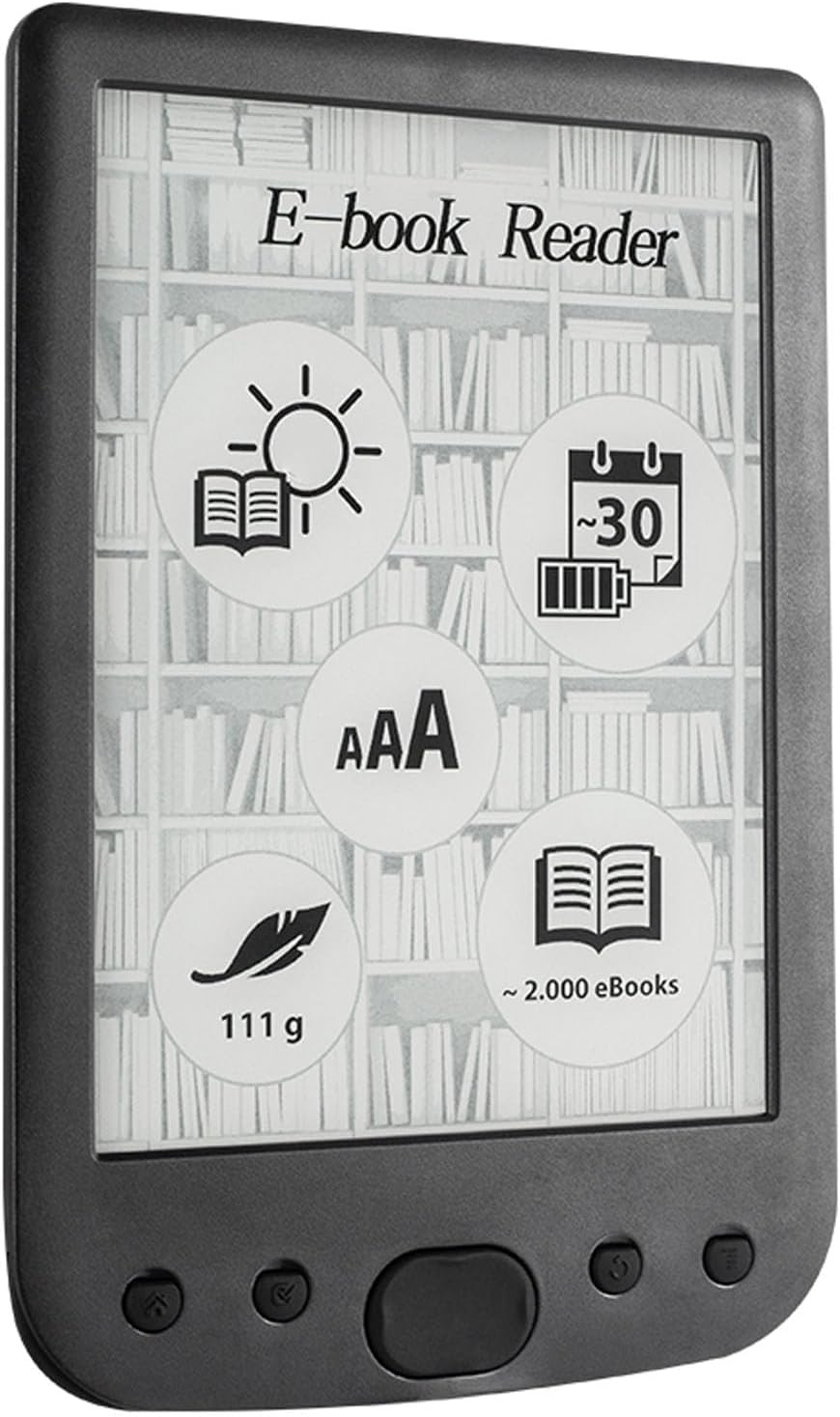 EBTOOLS 6 Inch E Reader, Large Touch Screen with 800x600 High Resolution, Adjustable Font Sizes, Text Highlighting, Paper Like Display, Supports PDF EPUB MOBI, Long Battery Life (4G)