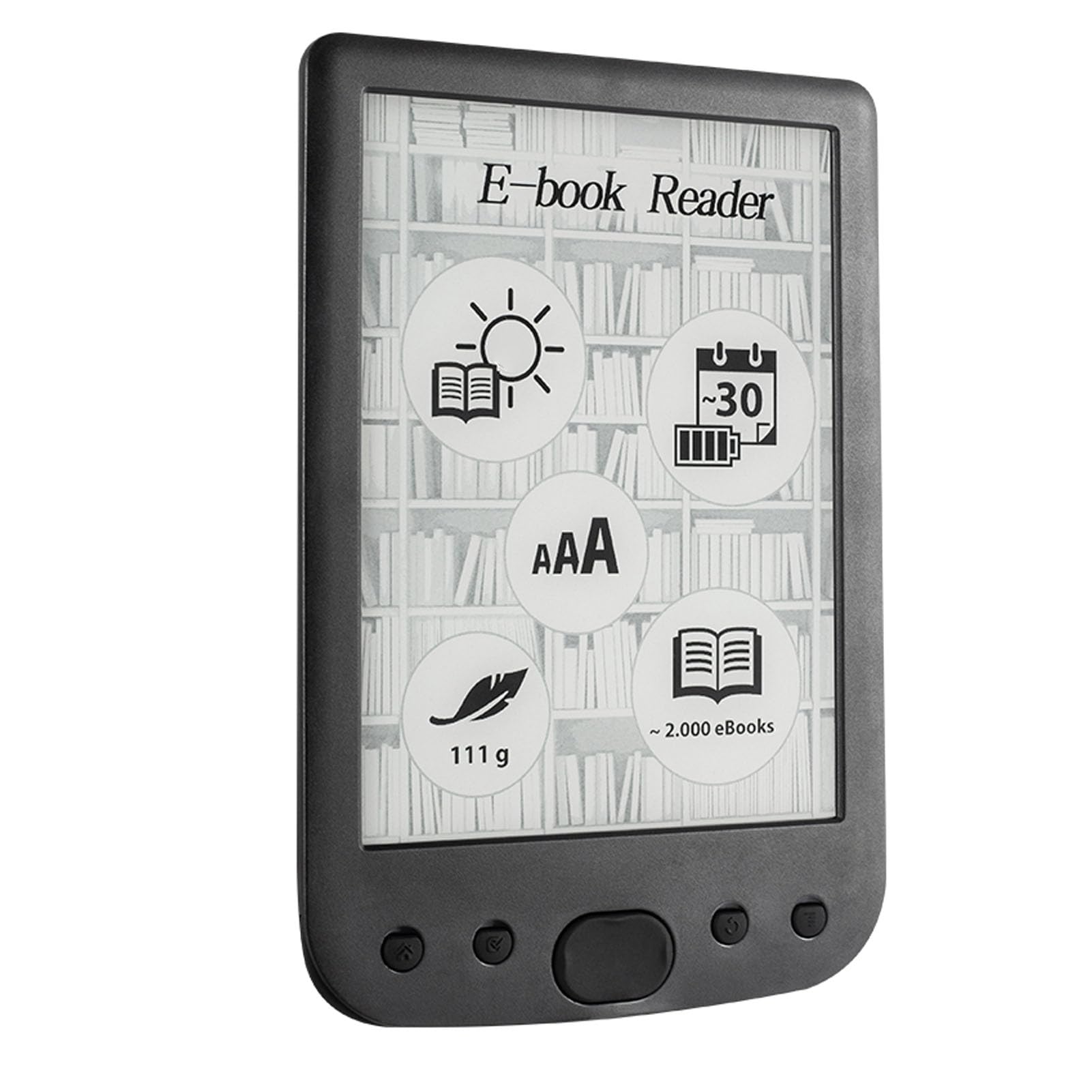 Annadue E-Reader, Tragbarer 6-Zoll-E-Book-Reader, 800 X 600 HD-augenfreundlicher Bildschirm, 2500-mAh-, Unterstützung Bis zu 32 G, Digitaler - mit Schutzhülle (16GB)