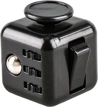 6-Sided Stress Relief Sensory Toy for Anxiety,ADHD,Focus,Portable Finger Cube Toy for Office,Classroom,and HomeBlack