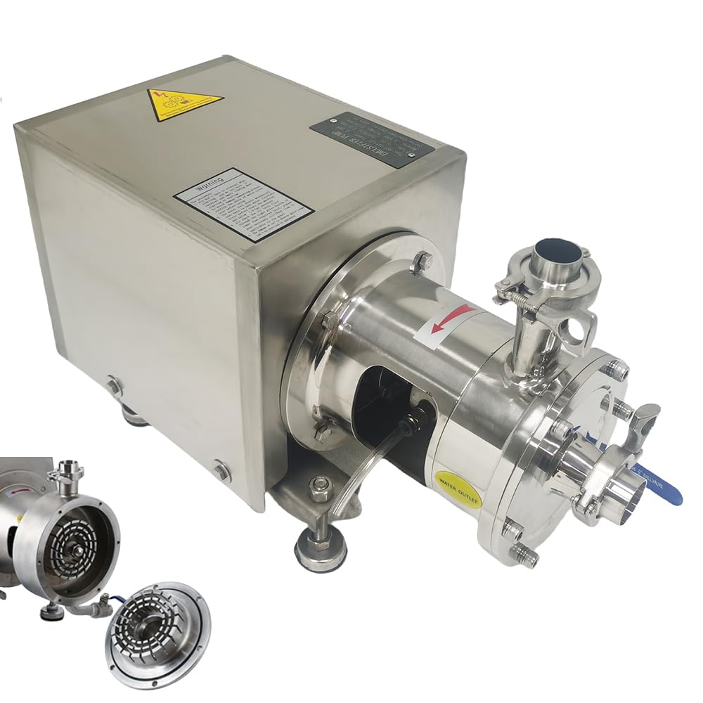 High Shear Emulsion Pump Pipeline Single Stage Emulsifying Pump 110V 2.2KW Stainless Steel Mixing Dispersion Emulsification Equipment 2900r/min for Cosmetic Food Chemical