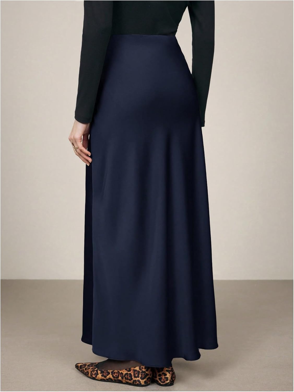 MakeMeChic Women's Summer Satin Maxi Skirt Silk Fishtail Elegant Work Long High Waist Skirts
