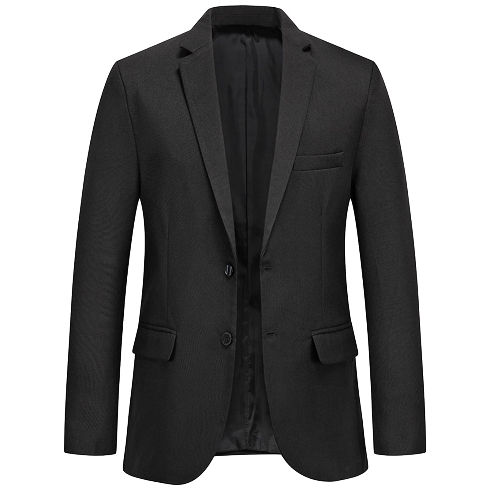 Maiyifu-GJ Men's Casual Slim Fit Sport Coat Solid 2 Button Notched Lapel Suit Jacket Lightweight Daily Prom Tuxedo Blazer (Black,XX-Large)