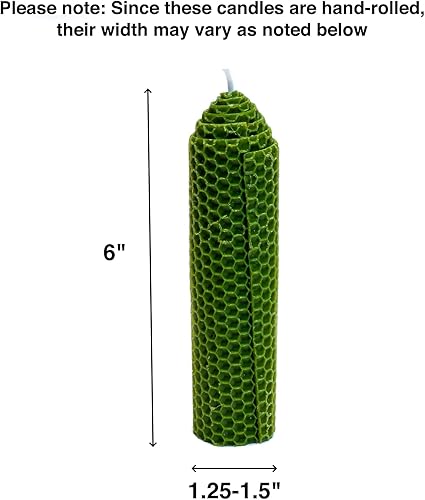 Miniatura 2 de Phyther Velas de pilar de cera de abeja 100% natural (6 x 1.25-1.5 pulgadas). Candelabro sin perfume con patrón de panal para decoración de centro