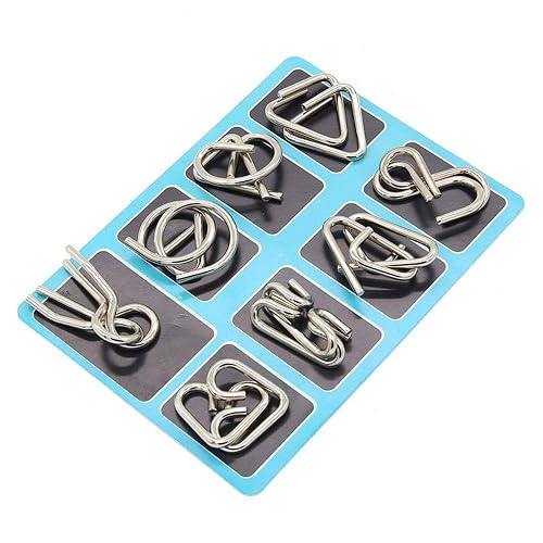 Gracelaza 8 Piezas Juguetes Mágicos de Alambre de Metal Set - 3D Rompecabezas Brain Teaser Puzzle