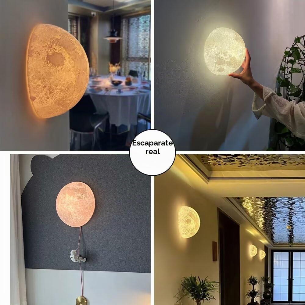 Simulación 3D Luna Aplique De Pared Decorativo Aparato Creativo Fondo De Pared Para Pasillo Camino Escalera Mesita De Noche