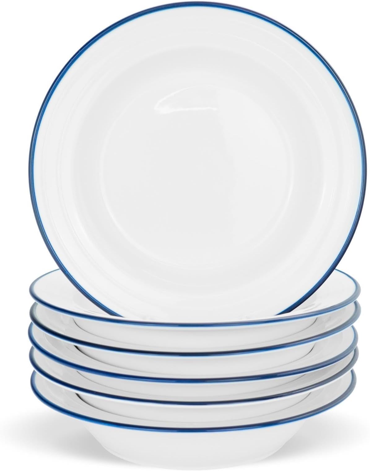 Nicola Spring Farmhouse Soup Plates 9 Inch (22cm) - Set of 6 White Porcelain Rustic Country Cottage Deep Dish Bowls for Soup, Stew & Cereal