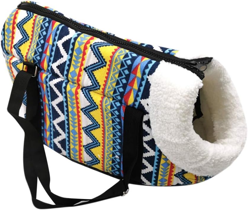 Dog Carrier Travel Bag Portable Pet Tote Vintage Warm Handbag with Zipper & Air Vent Opening for Hiking Walking (Size S)