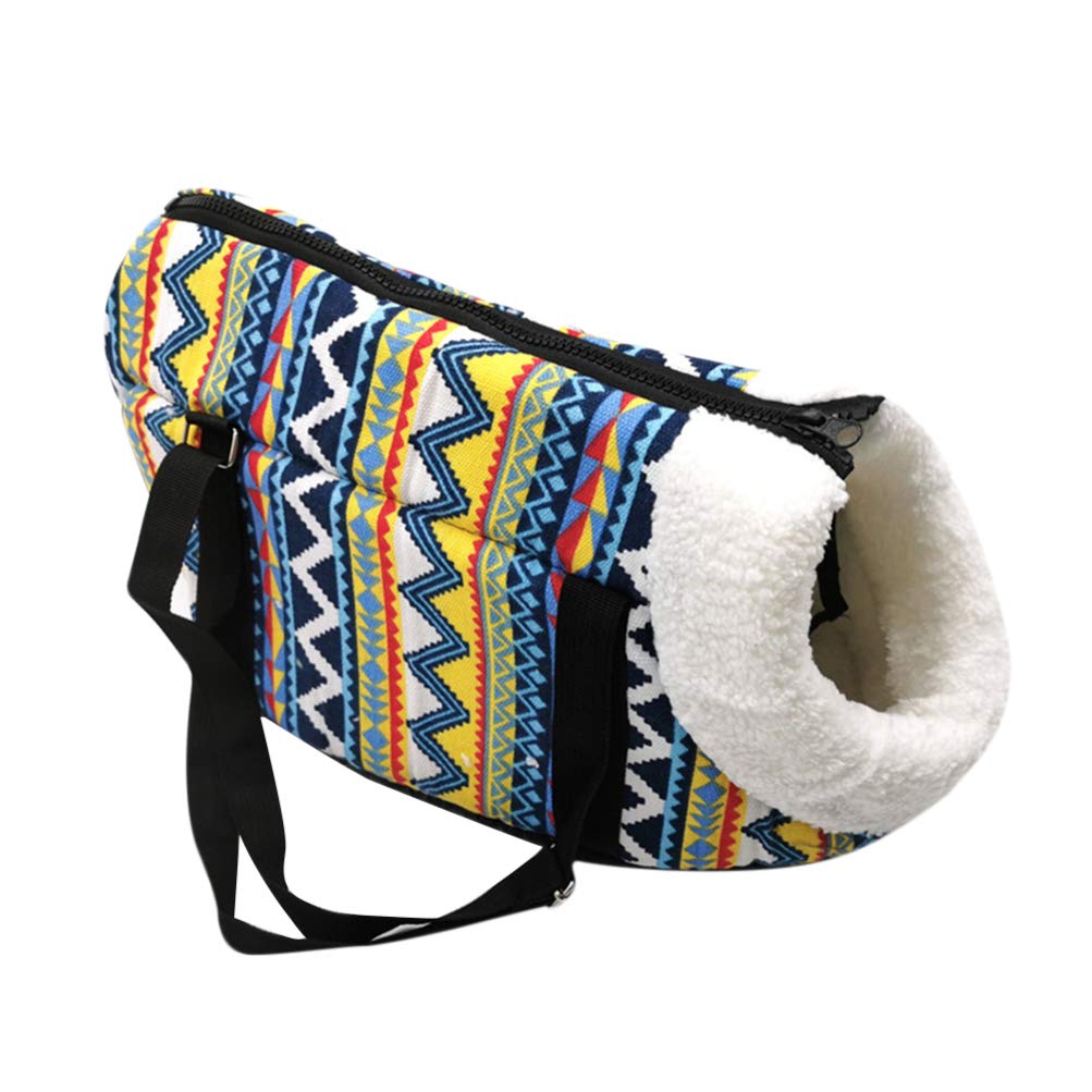 POPETPOP Dog Carrier Travel Bag Portable Pet Tote Vintage Warm Handbag with Zipper & Air Vent Opening for Hiking Walking (Size S)