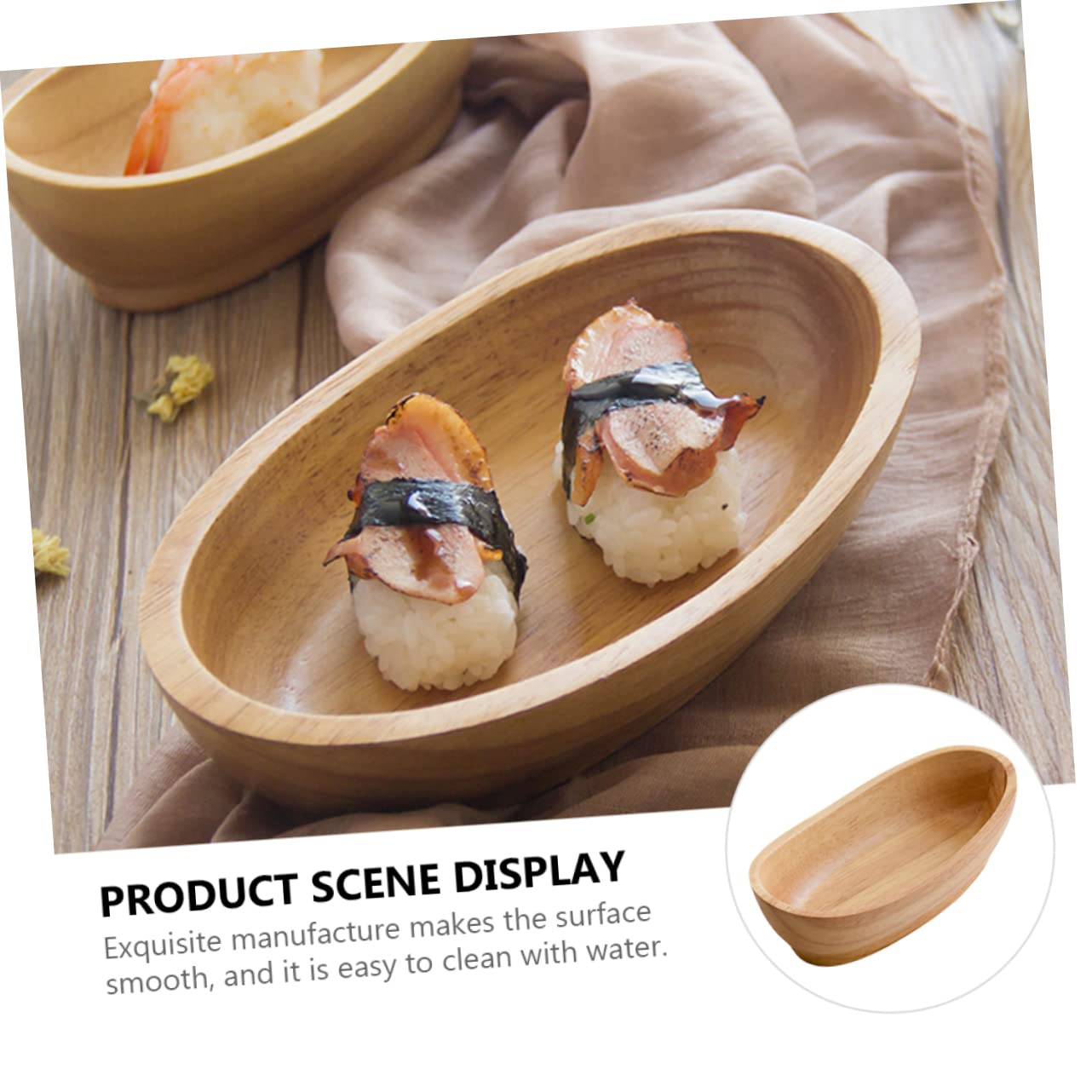 HOLIDYOYO Boat Shaped Sushi Plate Sushi Making Accessory Jewelry Plate Dish Serving Geta Plate Sashimi Boat Plate Flatware Tray Snacks from Japan Rustic Fruits Tray Chip Container Wood